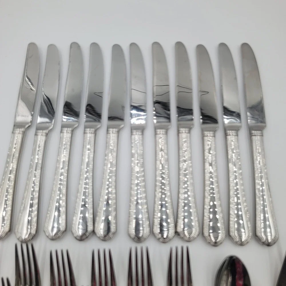 26pc Lenox Archway Stainless Flatware Set 18/10 Glossy Silverware